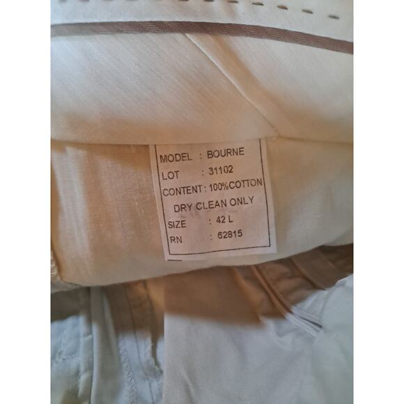 Flynt Bourne Blazer Half Canvas Tan /white Mens Size 48 Long / 42 Wide Cotton - Picture 6 of 7